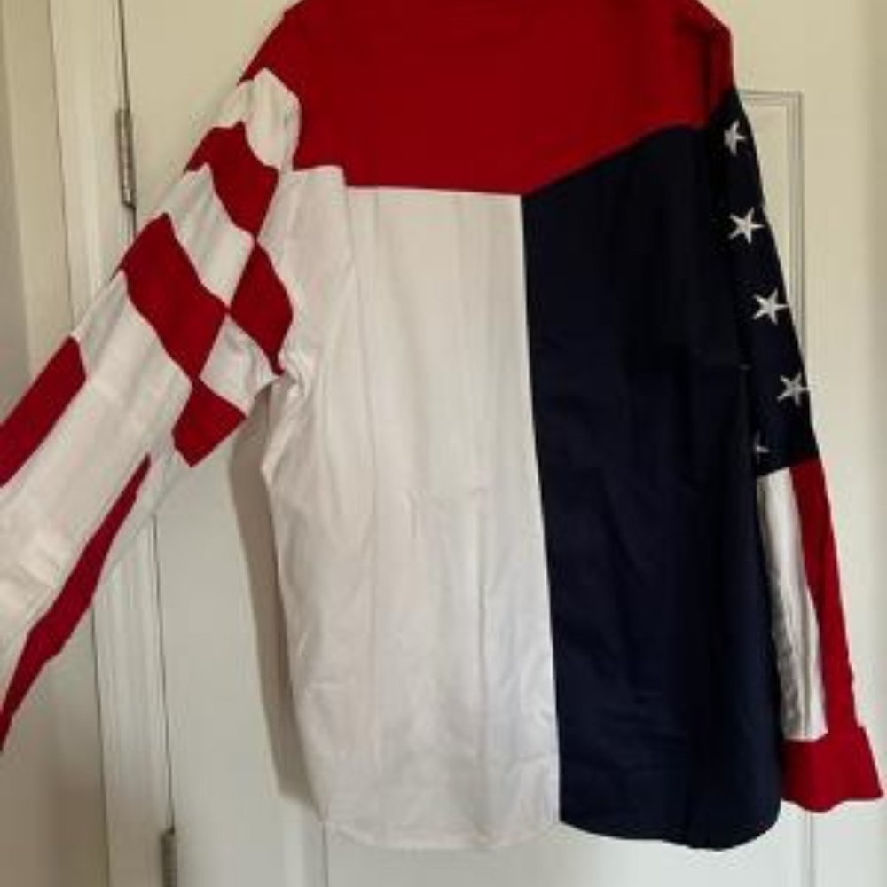 Men's American Flag long sleeve shirt button up 3xl red white blue Scully Brand